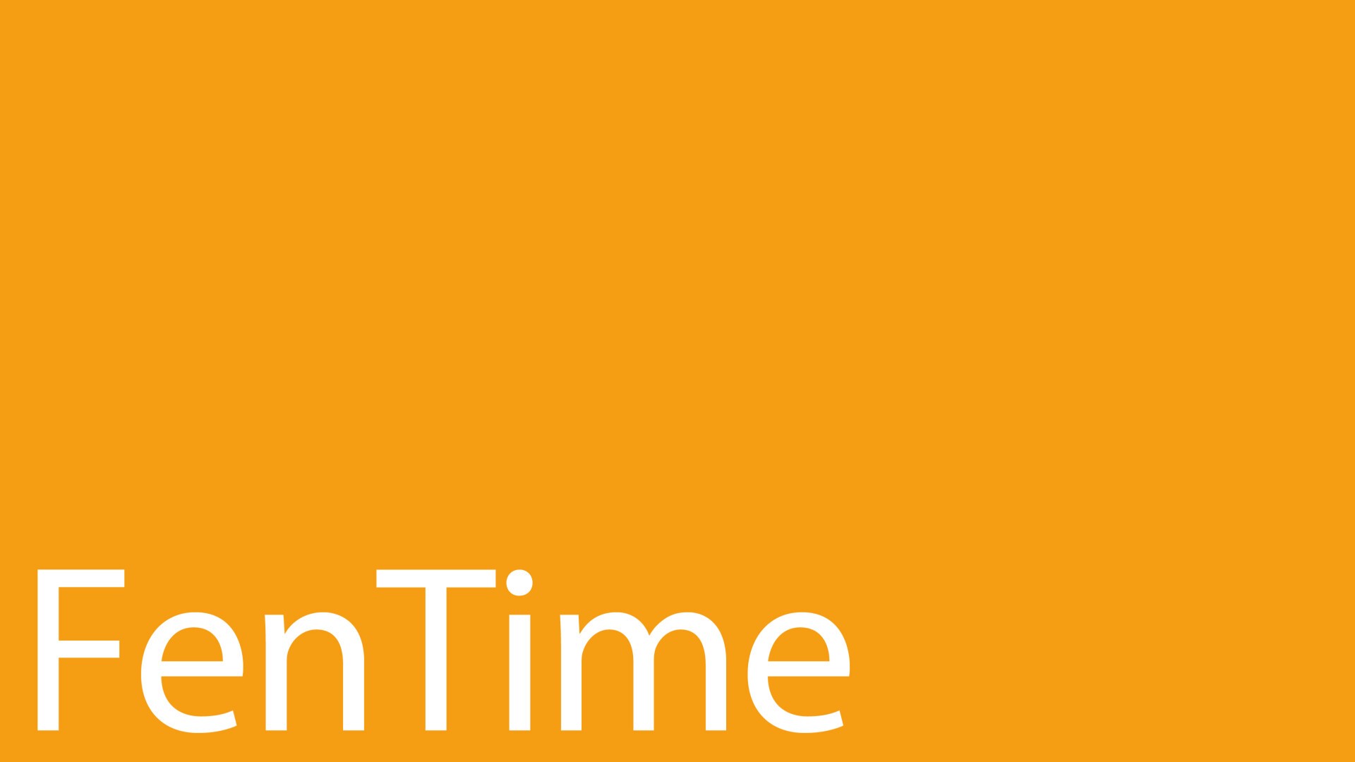 Orangefarbenes Quadrat mit dem Wort FenTime in weißen Klein- und Großbuchstaben in der unteren linken Ecke.