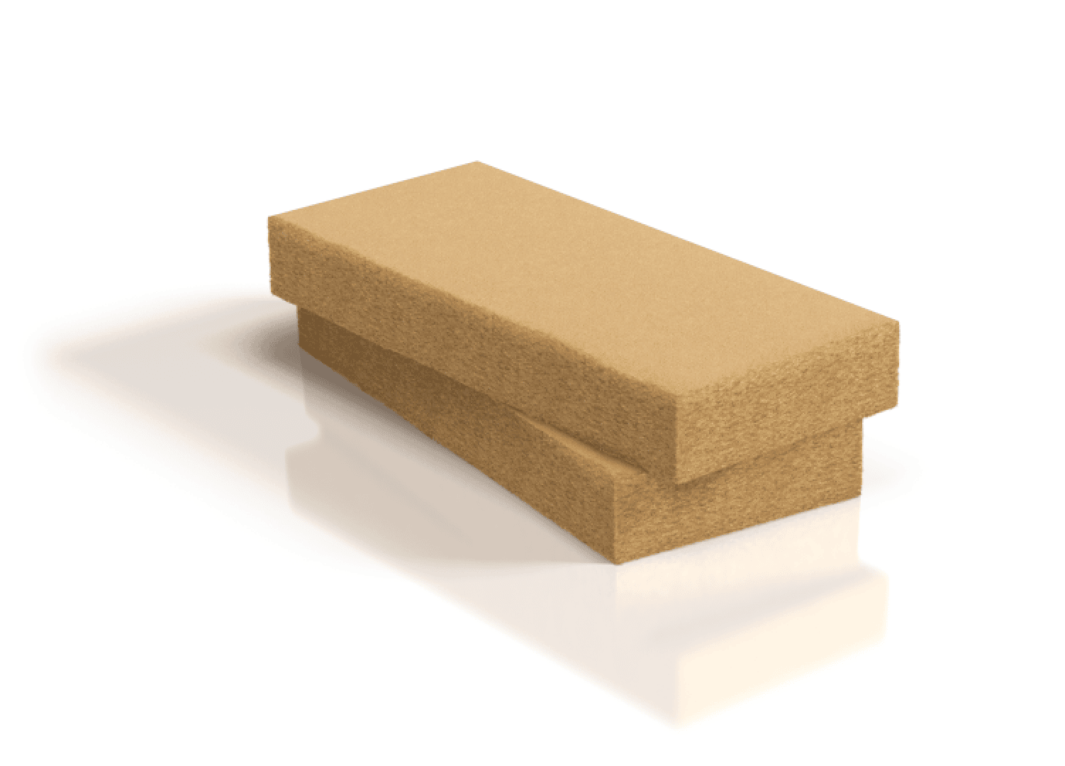 Une simple boîte rectangulaire en carton brun avec un couvercle amovible est posée sur une surface blanche et projette une ombre douce.